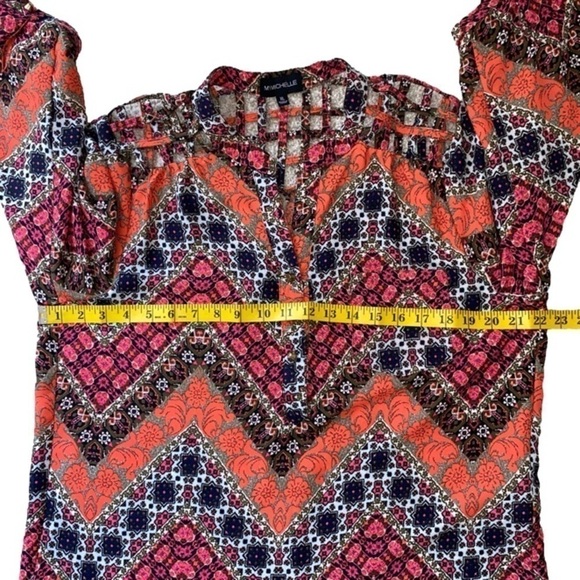 MY MICHELLE Tunic High Low Lattice Detail Orange Black Pink Women Size XL NWT - Picture 9 of 14